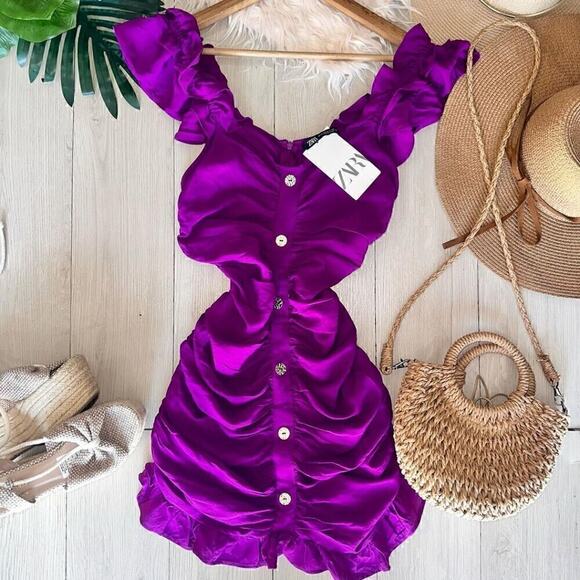 ZARA BLOGGER FAVE!!! Mini Dress with Ruffled Straps NWT - Picture 16 of 16